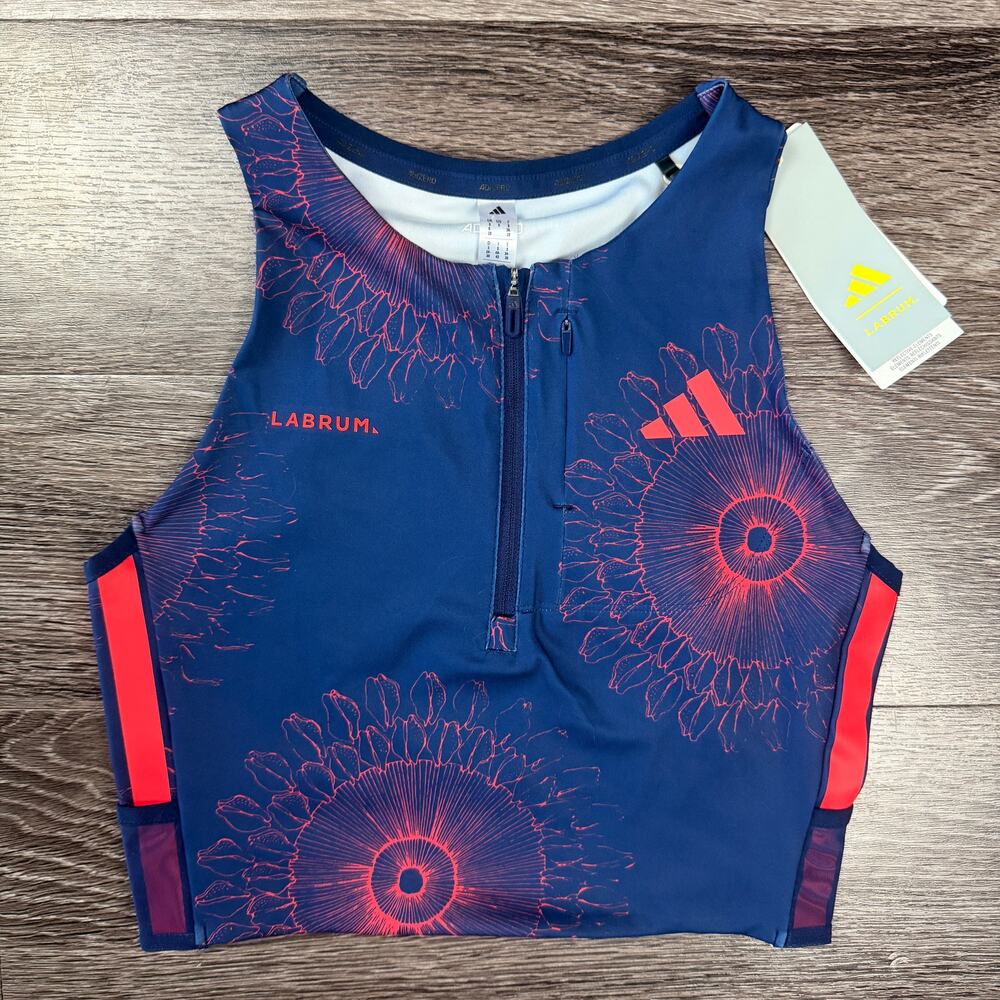 adidas x Labrum Adizero Pocket Crop Top Blue Red Women's S NWT KE6749